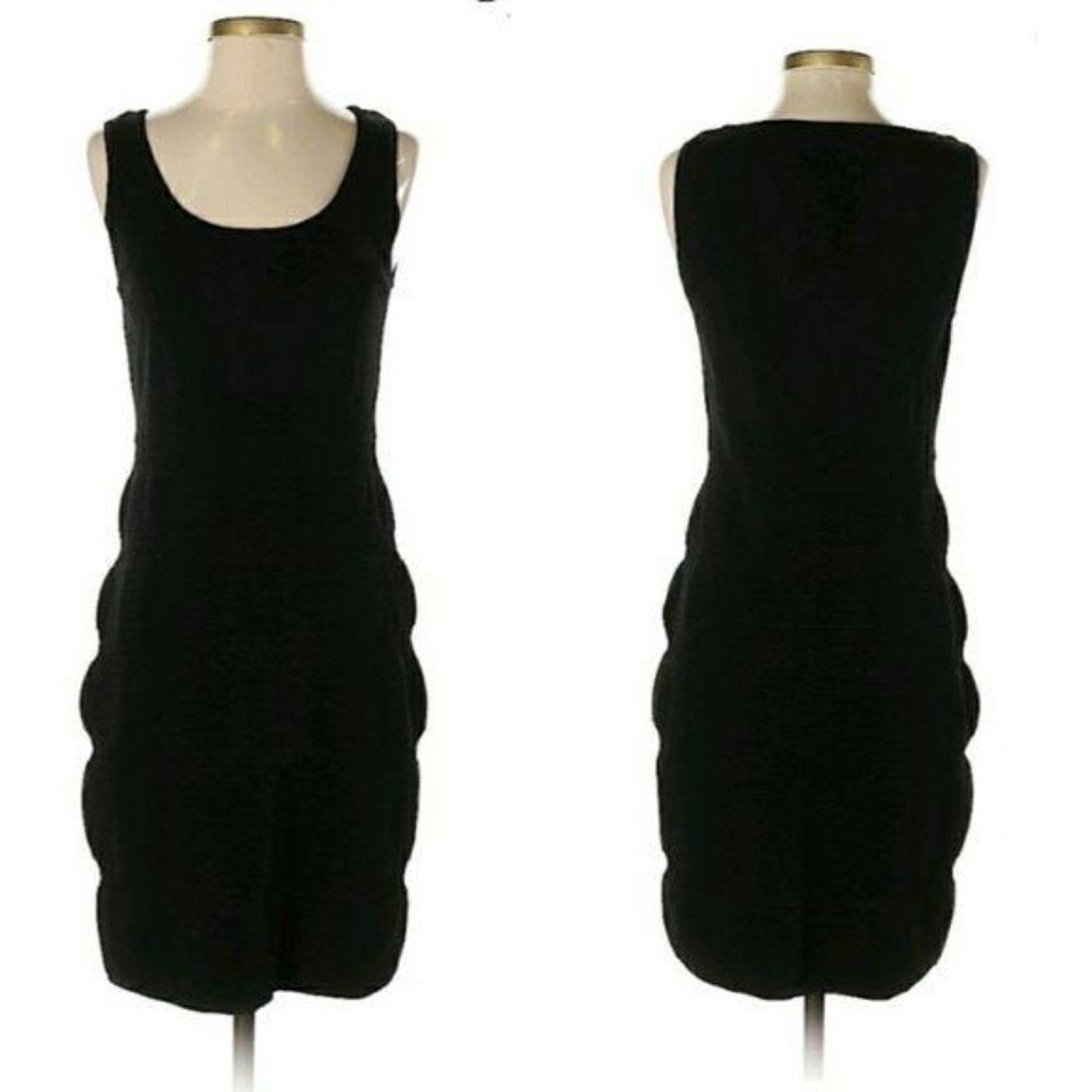 Carmen Marc Valvo Bodycon Bandage Rib Textured Knit Sleeveless Dress Black Sz XS